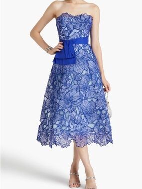 Strapless Iris Cutwork Midi Dress